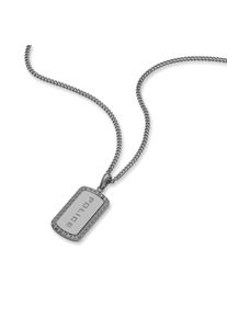 Kette mit Anh&auml;nger Police "Taper", silber (gunfarben), Halsketten, Herren, Edelstahl, L: 55 B: 1,5mm, Kette mit Anh&auml;nger, B:1,5mm