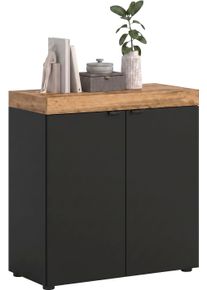 Kommode OTTO HOME "MAMBO II, Breite 77 cm, 2 T&uuml;ren, 2 Einlegeb&ouml;den", schwarz (schwarz, wotan eiche nachbildung), B:77cm H:80cm T:37cm, Holzwerkstoff, Sideboards, Kommode, Kommode, Anrichte, Wohnzimmer, Schlafzimmer