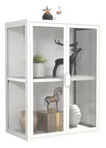 Wandregal Vcm "Stahl Wandvitrine H&auml;ngevitrine Vitrine Glas Flokas", wei&szlig;, B:60cm T:35cm, Regale, Wandregal