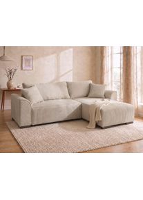 Ecksofa Collection AB "Sara L-Form, B: 236 cm, Schlaffunktion, Bettkasten, optional Topper", beige, B:236cm H:42cm T:163cm, 100%Polyester, Sofas, Ecksofa, Bonnellfederkern, Liegefl. 116x190 cm, Couch als Schlafsofa