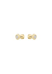Paar Ohrstecker BOSS "KASSY PRECIOUS", gelbgoldfarben, edelstahlfarben, kristallwei&szlig;, kristallwei&szlig;, Ohrringe, Damen, 9mm, Edelstahl, Paar Ohrstecker, mit Glasstein