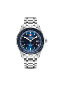 Quarzuhr "Afterburn GMT", blau (silberfarben, blau), SWISS MILITARY HANOWA, Armbanduhren, Herren, Quarzuhr, Armbanduhr, Herrenuhr, Swiss Made, Edelstahlarmband, analog