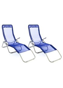 Gartenliege Vcm "2er Set Camping-Liege Blau", blau (schwarz), Obermaterial: 100% Metall MT., Gartenliegen, Gartenliege