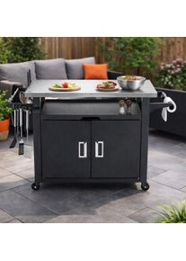 Carrello cucina outdoor con piano in acciaio inox, armadio e ruote Divit DPLC5
