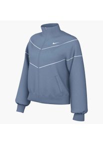 Trainingsjacke NIKE SPORTSWEAR "W NSW NK WR POLY KNIT JKT", Damen, Gr. S, blau (work blau, wei&szlig;, wei&szlig;), Interlock, Obermaterial: 96% Polyester, 4% Elasthan, kontrastfarbene Details, unifarben, Basic normal, B&uuml;ndchen, Jacken Trainingsjacke, mit Stehkragen, wasserabweisend und windabweisend
