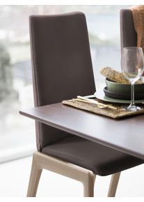 Polsterstuhl stressless "Laurel", braun (chocolate paloma, eiche natur), B:57cm H:105cm T:60cm, Leder PALOMA: PALOMA ist ein durchgef&auml;rbtes Semianilin-M&ouml;belleder mit nat&uuml;rlicher Narbung., St&uuml;hle, Polsterstuhl, High Back, Gr&ouml;&szlig;e M, mit abgerundeten Beinen in Eiche natur