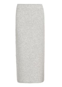 Midirock Kaffe "Damen Rock KAfrancis", Damen, Gr. L, grau (light grau melange), Obermaterial: 53% Polyester Pol. recyc.. 39% Polyacryl PAN. 5% Wolle mw. 3% Elasthan EL., R&ouml;cke Midirock