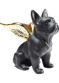 Dekofigur KARE DESIGN "Deko Figur Sitting Angel Dog Gold-Schw", gold (goldfarben), B:11,5cm H:22cm T:21cm, Steingut, Dekofiguren, Dekofigur