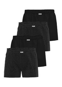 Boxershorts Seidensticker "4er Pack Herren Boxer Short", Herren, Gr. 8, schwarz-wei&szlig; (schwarz, schwarzcheck), Flanell, Obermaterial: 100% Baumwolle CO., Unterhosen Boxershorts