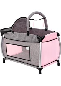 Puppenbett BAYER "Multi-Puppenbett", grau, rosa, Puppenm&ouml;bel, KinderB:37,5cm H:62cm T:65cm, Puppenbett, mit integriertem Hochstuhl, Wickelablage und Mobile, B:37,5cm H:62cm T:65cm