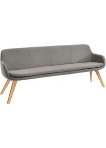 Essbank Musterring "Tavia", grau (taupe, eiche bianco), B:220cm H:87cm T:66cm, 100% PES, Sitzb&auml;nke, Essbank, Stativgestell aus Eiche bianco massiv, Breite 180, 200 oder 220 cm