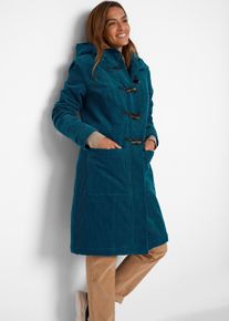 bonprix Gef&uuml;tterter Cord-Dufflecoat, petrol, Gr.42, Gef&uuml;tterter Cord-Dufflecoat mit Kapuze und Knebelkn&ouml;pfen, aus Cord