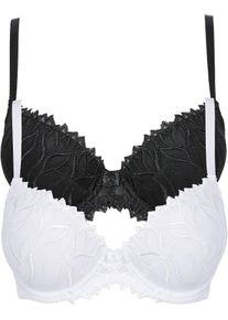 bonprix Femei Sutien vătuit cu broderie fină (2buc.), negru, 70E