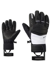 Skihandschuhe Ziener "GELLDO-Z GORE-TEX PrimaLoft", Herren, Gr. 10, schwarz-wei&szlig; (wei&szlig;), Materialmix, Handschuhe Skihandschuhe, wasserdicht, winddicht, atmungsaktiv, extra warm, Lederanteile