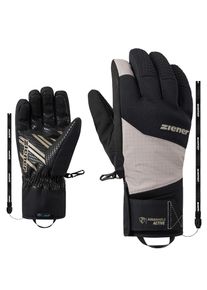 Skihandschuhe Ziener "GASTIUS-Z AQUASHIELD lavalan", Herren, Gr. 11, grau (sandstone), Materialmix, Handschuhe Skihandschuhe, wasserdicht, winddicht, atmungsaktiv, Wollwattierung
