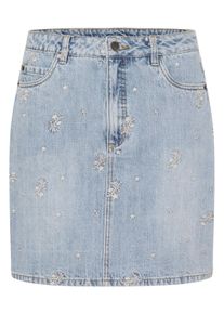 Jeansrock Kaffe "Damen Denimrock KAbabeth", Damen, Gr. 44, blau (blau denim, feather flower emb.), Obermaterial: 100% Baumwolle CO., R&ouml;cke Jeansrock