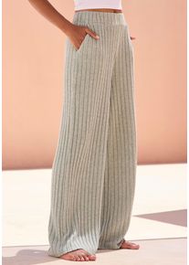 Schlupfhose Vivance "mit lockererem Bein", Damen, Gr. 42, N-Gr, grau (salbeigr&uuml;n meliert), Jersey, Obermaterial: 94% Polyester, 6% Elasthan, meliert, figurumspielend h&uuml;ftlang, Hosen Schlupfhose, aus Rippstoff, Sommerhose, bequem