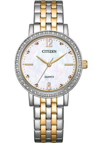 Quarzuhr Citizen, silber (silberfarben, goldfarben), Armbanduhren, Damen, Quarzuhr, Armbanduhr, Damenuhr, Edelstahlarmband, analog