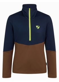 Sweatshirt Ziener "JARPS-Z JUNIOR", M&auml;dchen, Gr. 128, schwarz chestnut, Obermaterial: 89% Polyester, 11% Elasthan, Sweatshirts Sweatshirt, Stretchmaterial, w&auml;rmend, halber Front-Rei&szlig;verschluss