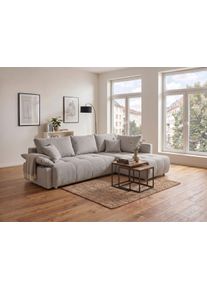 Ecksofa Collection AB "Funtastic L-Form, B: 213 cm, Schlaffunktion, Bettkasten, auch in Cord", grau (silbergrau), B:213cm H:41cm T:166cm, 100%Polyester, Sofas, Ecksofa, Armteilverstellung, Bonnellfederkern, frei stellbar