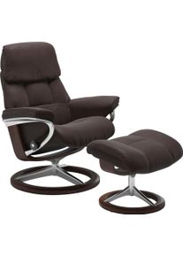 Relaxsessel stressless "Ruby", braun (chocolate paloma), B:78cm H:100cm T:76cm, Leder PALOMA: durchgef&auml;rbtes Semianilin-M&ouml;belleder;Leder BATICK: durchgef&auml;rbtes und genarbtes M&ouml;belleder, Sessel, Relaxsessel, mit Signature Base, Gr&ouml;&szlig;e M, Gestell Eiche, Wenge, Braun & Schwarz