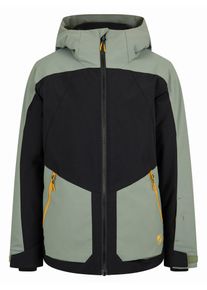 Skijacke Ziener "ARNU-Z AQUASHIELD JUNIOR", Kinder, Gr. 164, schwarz (dusty gr&uuml;n ripstop), Obermaterial: 100% Polyester. Obermaterial 2: 100% Polyester. Futter: 100% Polyamid. Futter 2: 100% Polyester. Wattierung: 100% Polyester, Jacken Skijacke, wasser- u. winddicht, atmungsaktiv, warm, reflektierende Elemente