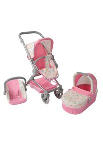 Bayer Chic 2000 Kombi-Puppenwagen CHIC2000 "Fides 3in1", rosa (schmetterling rosa), Puppenwagen, KinderB:61cm H:85cm T:61cm, Kunststoff, Polyester, Stahl, Kombi-Puppenwagen, mit Babywanne, Sportsitz und Autositz, B:61cm H:85cm T:61cm