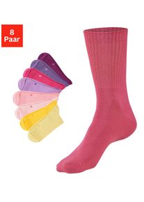 H.I.S. Tennissocken H.I.S "Sportsocken Damen, casual", Damen, Gr. 35-38, bunt (1x pflaume, 1x lila, 1x flieder, 1x himbeere, 1x alt rose, 1x rose, 1x hell gelb, 1x sonnengelb), Baumwollmischung, unifarben, elastisch, Socken Tennissocken, ohne Frottee; ideal auch f&uuml;r den Alltag