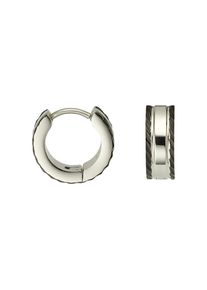 Paar Creolen Firetti "Schmuck Geschenk Edelstahl Ohrschmuck Ohrringe", edelstahlfarben, schwarz, Ohrringe, Damen, 14mm, Edelstahl, Paar Creolen