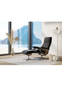 Fu&szlig;hocker stressless "View", schwarz (schwarz paloma), B:57cm H:43cm T:47cm, Leder PALOMA: PALOMA ist ein durchgef&auml;rbtes Semianilin-M&ouml;belleder mit nat&uuml;rlicher Narbung., Hocker, Fu&szlig;hocker, mit Cross Base, Gr&ouml;&szlig;e S, M & L, Holzakzent Eiche