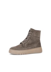 Schn&uuml;rboots Gabor, Damen, Gr. 43, braun, Veloursleder, unifarben, Schuhe Schn&uuml;rboots, Schn&uuml;rstiefelette mit modischer Plateausohle und Ziernaht am Plateau