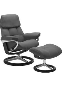 Hocker stressless "Ruby", grau (grau batick), B:53cm H:41cm T:39cm, Leder BATICK: durchgef&auml;rbtes und genarbtes M&ouml;belleder;Leder PALOMA: durchgef&auml;rbtes Semianilin-M&ouml;belleder, Hocker, Hocker, mit Signature Base, Gestell Eiche, Wenge, Braun & Schwarz
