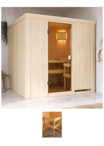 Sauna Karibu "Troms&ouml;", beige (natur), (ohne Ofen), Saunen, Sauna