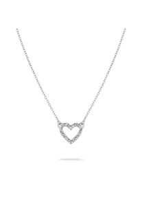 Kette mit Anh&auml;nger Tamaris "True Love, Herz", silber (edelstahlfarben), Halsketten, Damen, Edelstahl, L: 45 B: 2mm, Kette mit Anh&auml;nger, mit Zirkonia (synth.), B:2mm