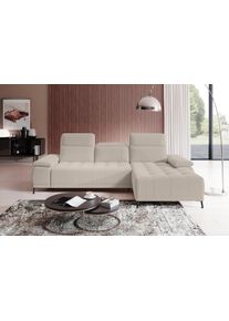 Ecksofa WERK2 "Focus-S 277 x 177 cm modern und bequem", beige (natur), B:277cm H:82cm T:177cm, 100% Polyester, Sofas, Ecksofa, Webstoff, L-Form, XXL, elektrische Sitztiefenverstellung