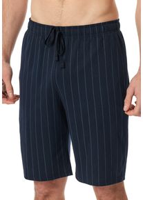 Pyjamahose Schiesser "Mix + Relax", Herren, Gr. 52, N-Gr, blau (804, blau), Single Jersey, Obermaterial: 100% Baumwolle, bequem kniefrei, Hosen Pyjamahose, Baumwolle, seitliche Taschen, Bindekordel