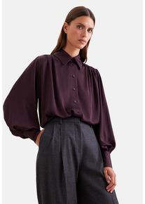 Klassische Bluse Seidensticker, Damen, Gr. L (40), lila (bordeaux), 75% Acetat, 25% Polyester, unifarben, regular fit, ohne Ausschnitt, Blusen Klassische Bluse, 1/1 Kragen Uni