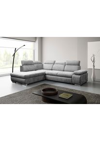 Ecksofa WERK2 "Alicante 280 x 230 cm Cord L-Form, modern und bequem", grau, B:280cm H:86cm T:230cm, Sofas, Ecksofa, Chenille, L-Form, XXL, Schlaffunktion, Bettkasten