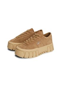 Plateausneaker Tommy Jeans "TJW PLATFORM SNEAKER SUEDE", Damen, Gr. 37, hellbraun, Veloursleder, Schuhe Plateausneaker, Freizeitschuh, Halbschuh, Schn&uuml;rschuh mit markanter Plateausohle