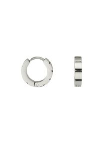 Paar Creolen Firetti "Schmuck Geschenk Edelstahl Ohrschmuck Ohrringe", silber (edelstahlfarben, schwarz), Ohrringe, Damen, 13mm, Edelstahl, Paar Creolen, Emaille
