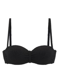 B&uuml;gel-Bandeau-Bikini-Top Lascana "Fay", Damen, Gr. 40, Cup A, schwarz, Obermaterial: 94% Polyamid, 6% Elasthan. Futter: 90% Polyester, 10% Elasthan. Wattierung: 100% Polyester, Strukturmuster, Bikini-Oberteile B&uuml;gel-Bandeau-Bikini-Top, aus eleganter Strukturware