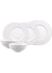 Geschirr-Set VILLEROY & BOCH "Einsteiger-Set Gray Pearl 8er Set wei&szlig;", wei&szlig;, 8, Porzellan, Geschirr-Sets, Geschirr-Set, Sp&uuml;lmaschinengeeignet, Mikrowellengeeignet