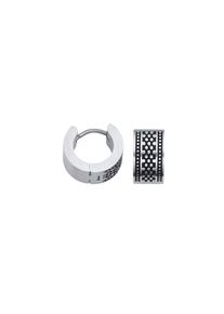 Paar Creolen Firetti "Schmuck Geschenk Edelstahl Ohrschmuck Ohrringe", silber (edelstahlfarben, schwarz), Ohrringe, Damen, 13mm, Edelstahl, Paar Creolen, Emaille