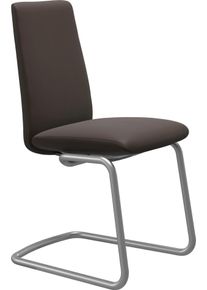 Polsterstuhl stressless "Laurel", braun (braun batick, chrom matt), B:53cm H:92cm T:59cm, Leder BATICK: BATICK ist ein leicht korrigiertes, durchgef&auml;rbtes und genarbtes M&ouml;belleder, bei dem die meisten Unebenheiten und Spuren in der Regel entfernt wurden., St&uuml;hle, Polsterstuhl, Low Back, Gr&ouml;&szlig;e M, mit Beinen aus Stahl in Chrom matt