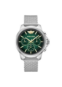 Quarzuhr Police "Mensor", gr&uuml;n (silberfarben), Armbanduhren, Herren, Quarzuhr, Armbanduhr, Herrenuhr, Edelstahlarmband, Ideal auch als Geschenk