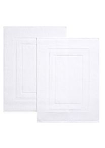 Badematte Bruno Banani "Robby, 2 tlg. Hotelmatten-Set, 50x70cm, Duschvorleger", wei&szlig;, H:5mm, Baumwolle, Badematten, Badematte, Badvorleger, Badezimmer Teppich, einfarbig, 850 g/m&sup2;, 100% Baumwolle
