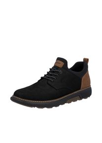 Slip-On Sneaker Rieker, Herren, Gr. 42, schwarz (schwarz, hellbraun), Textil, Veloursleder, unifarben mit Farbeinsatz, Schuhe Slip-On Sneaker, Halbschuh, Schlupfschuh, Freizeitschuh, Elastik-Einstieg, schmale Form