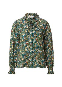 Langarmbluse RICHROYAL, Damen, Gr. 34, smaragd gr&uuml;n, Web, Obermaterial: 100% Viskose, gemustert, normal, Blusen Langarmbluse, mit floralem Print, mit R&uuml;schendetails
