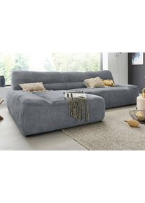 Ecksofa DOMO collection "Cesena moderne Polsterecke mit flachen Armlehnen, L-Form", grau (steel), B:288cm H:81cm T:175cm, Sofas, Ecksofa, fester Sitzkomfort, frei im Raum stellbar