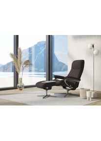 Relaxsessel stressless "View", braun (chocolate paloma), B:78cm H:108cm T:78cm, Leder PALOMA: PALOMA ist ein durchgef&auml;rbtes Semianilin-M&ouml;belleder mit nat&uuml;rlicher Narbung., Sessel, Relaxsessel, mit Hocker, mit Cross Base, Gr&ouml;&szlig;e S, M & L, Holzakzent Schwarz